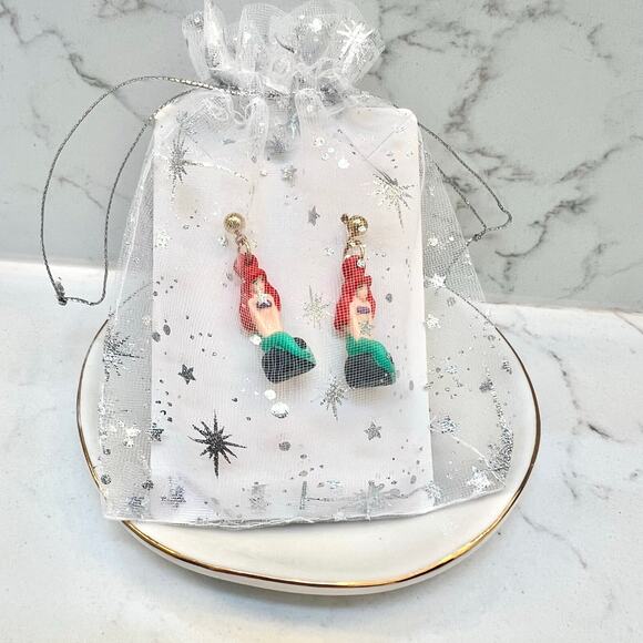 Rare Vintage Applause Disney Little Mermaid Ariel Earrings Stud dangle Age 3 up - Picture 6 of 6